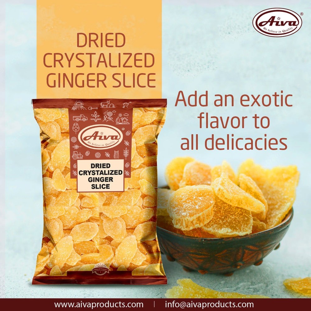 Aiva Ginger Slice Crystallized 2 LB | Ginger Chips Spice Cooking Herbal Tea