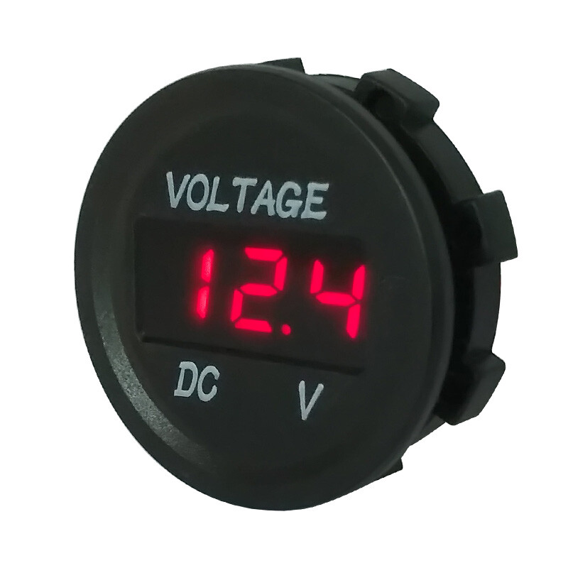 Panel Mount Digital Voltmeter (DVM), Blue or Red LED 12 VDC, Marine Grade