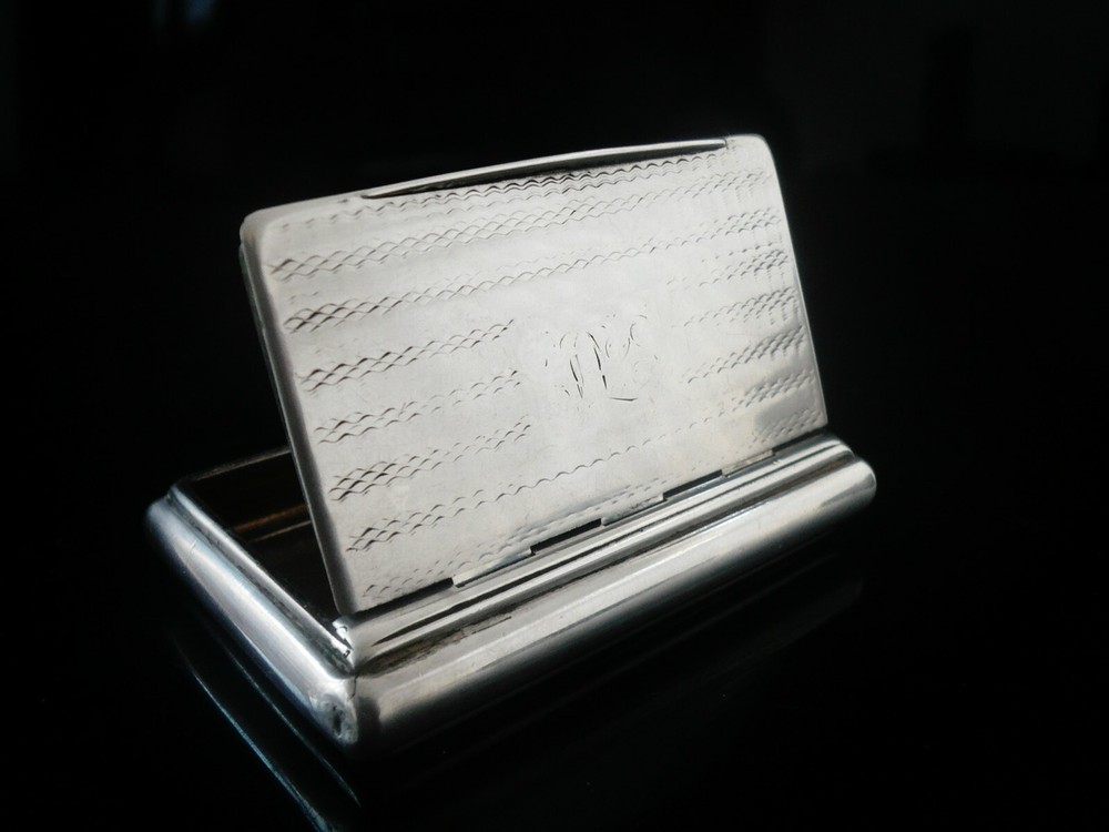 Sterling Silver Snuff Box, Antique Birmingham 1835, Maker TS