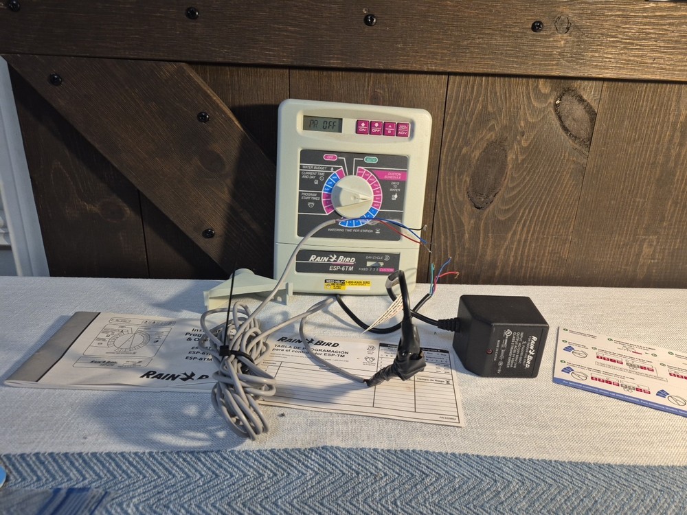 Rain Bird ESP-6Si 6 Zone Sprinkler Timer With Controller Power Adapter*READ*