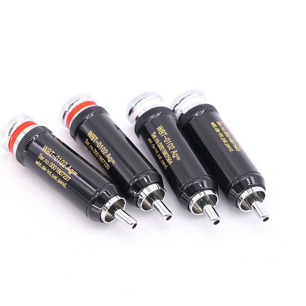 4*Rhodium Plated WBT-0102 RCA Plug Connector Terminal Socket Interconnect Cable