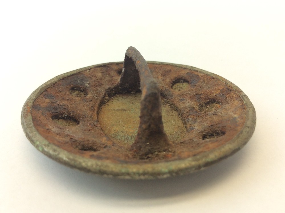 Antique Old Silver Colored Iron Bridle Button Circle Equestrian Part