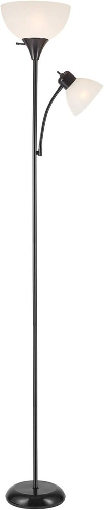 Modern 72" Black Floor Lamp, Dual Torchiere & Reading Light, Space-Saving