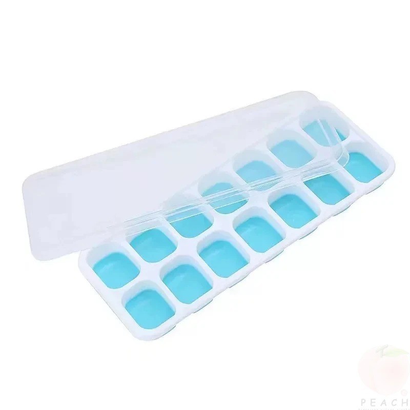 Silicone Ice Cube Tray 2 Pack 14 Grid with Lids Stackable Easy Release Mold