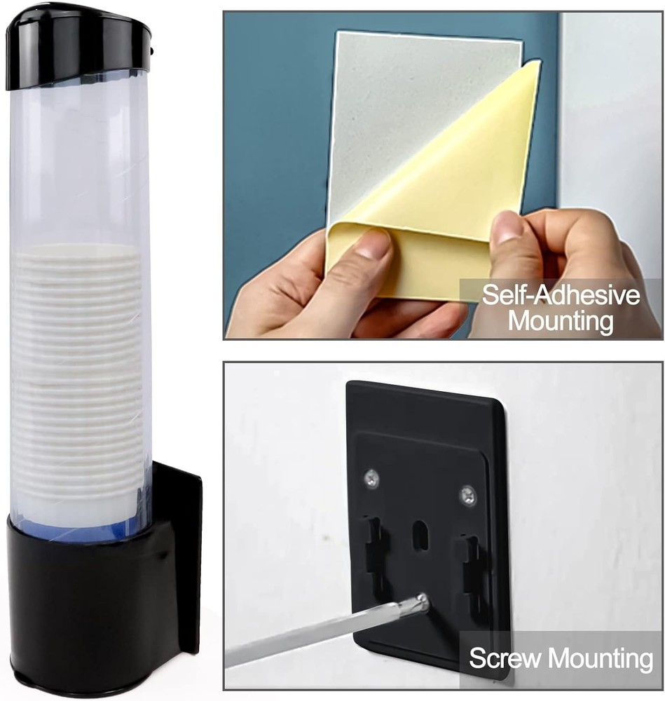 Cup Dispenser, Water Cooler Pull Type Cup Holder Fits 5oz - 7oz Cone or Flat