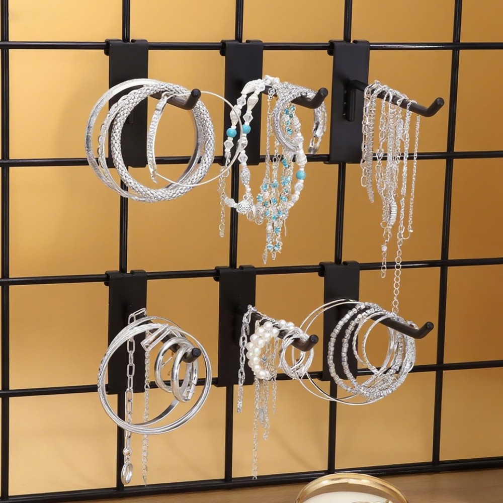 32 PCS Gridwall Hooks 4 Inch Heavy Duty Black Display Hooks For Wall Panel