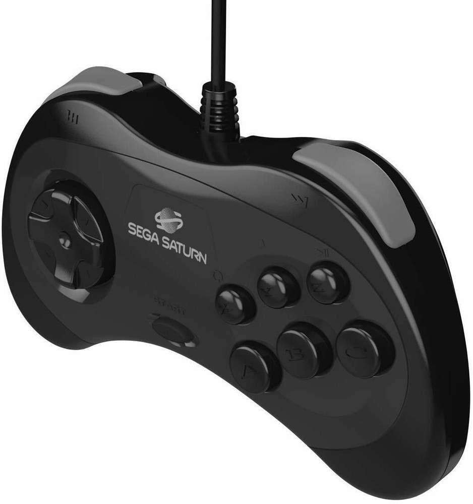 Retro-Bit Official Sega Saturn Controller Pad - Original Port - Black