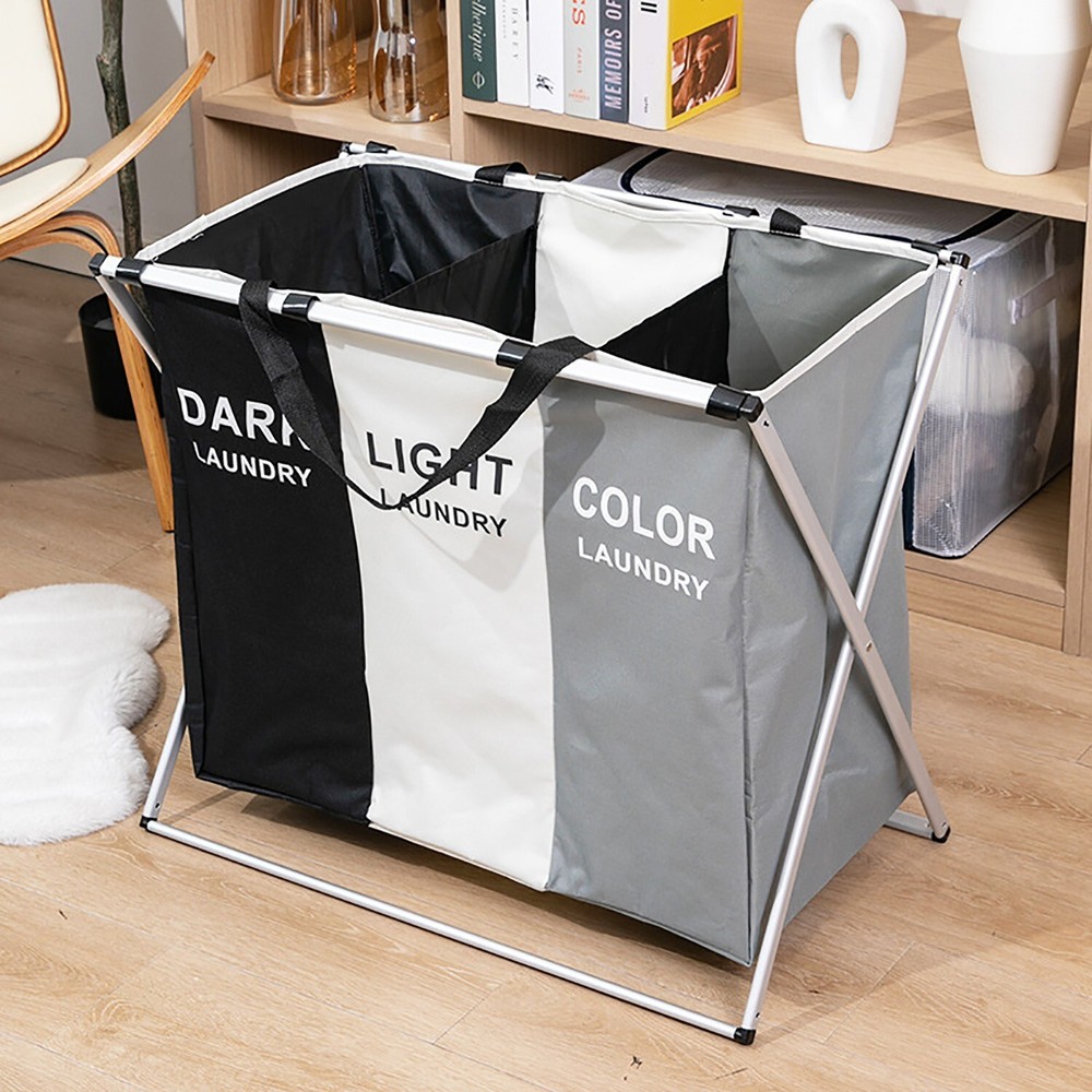 Laundry Basket Organizer. 3 Sections 26"x15''x23'' Foldable Dirty Laundry Hamper