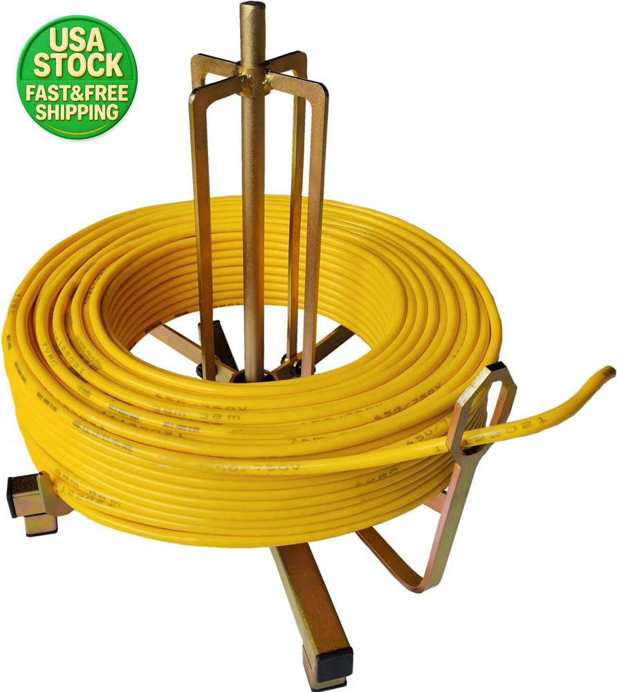 Folding Wire Spool Rack Floor or Stud Mounted Cable Dispenser for Romex Wire