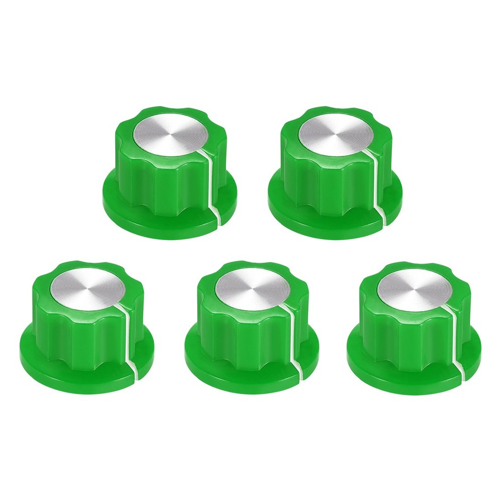 5pcs 6.4mm Shaft Hole Potentiometer Volume Control Rotary Knobs Green