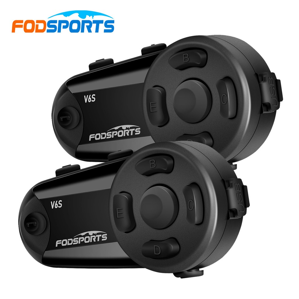 2x V6S Motorcycle Intercom 2-way 1000m Bluetooth Helmet Headset Communication