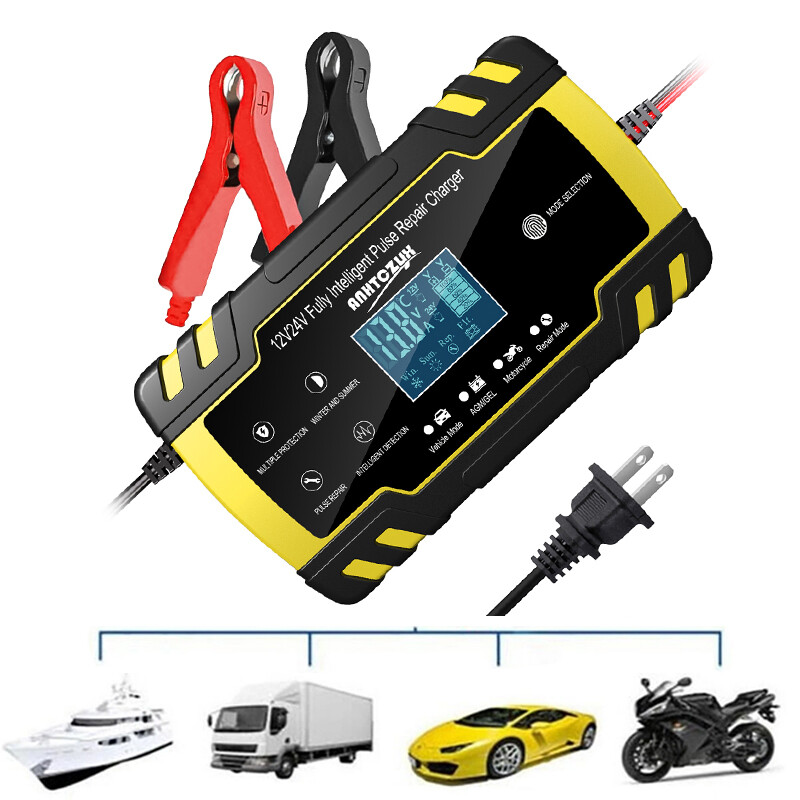 Automatic Smart Battery Charger 12V/24V with Temp Compensation for Truck
