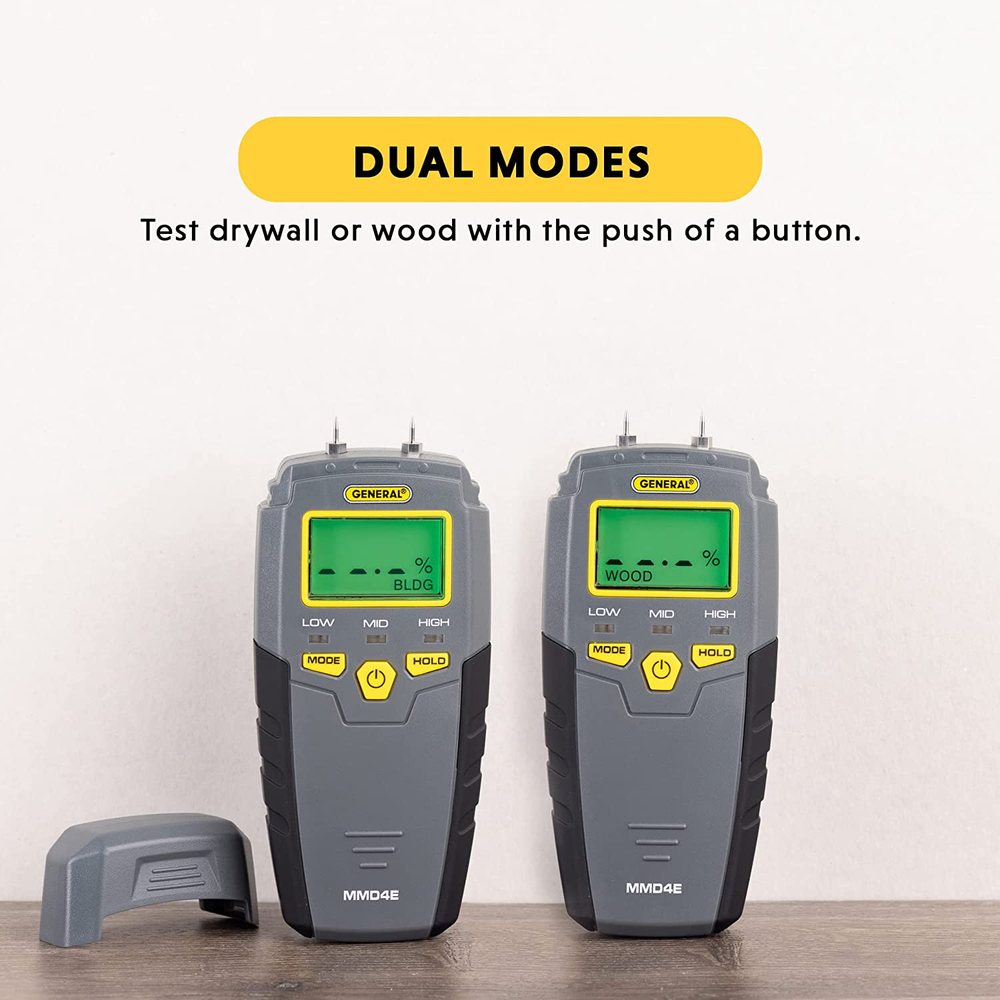 MMD4E Digital Moisture Meter, Water Leak Detector, Moisture Tester, Pin Type, Ba