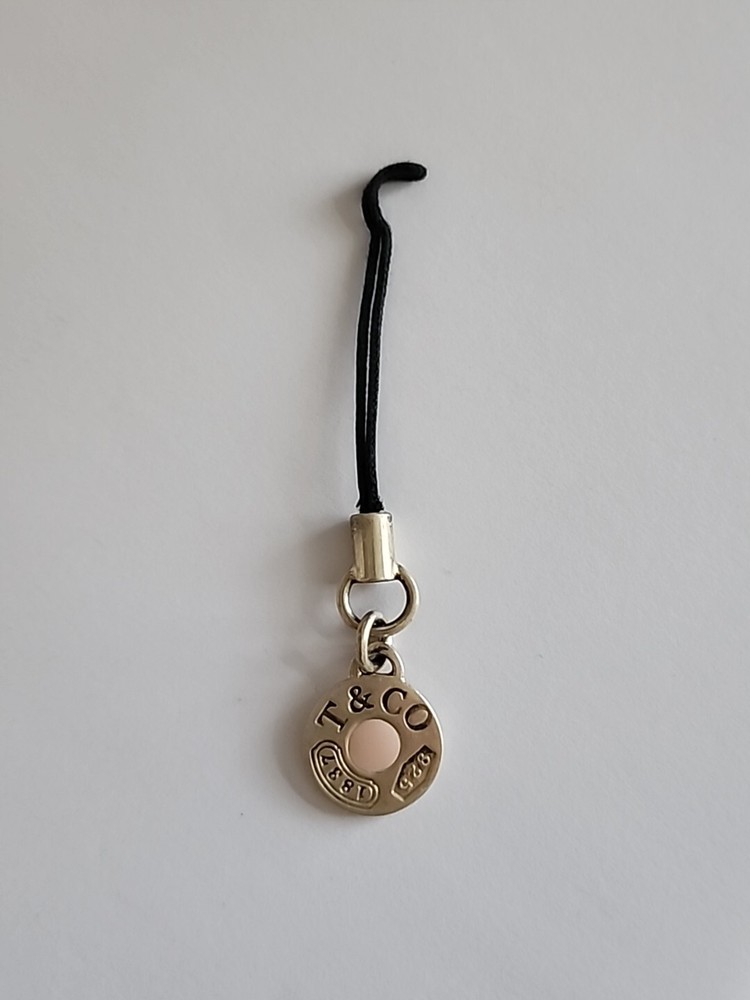 Tiffany & Co. Silver 925 Round Circle Phone Charm Dangle Light Pink