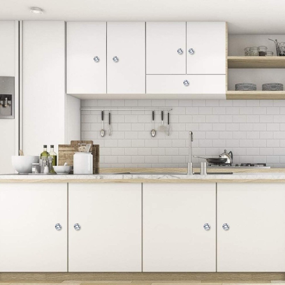 Lot Crystal Glass Diamond Shape Cabinet Knob 1.2in Drawer Cupboard Handle Pull