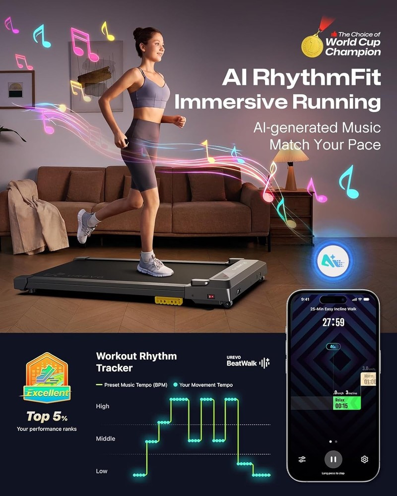 UREVO Smart Walking Pad Standing Desk Treadmill Double Shock Absorption Quiet