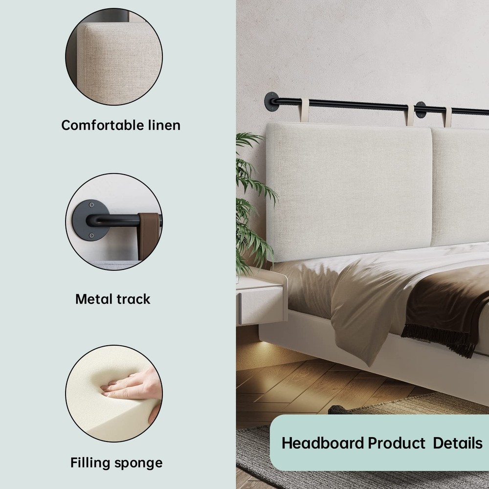 Headboard, Headboards Queen Size Wall Mounted Bed Headboard with Linen Queen Hea