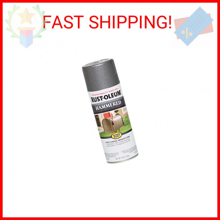 Rust-Oleum 7214830 Stops Rust Hammered Spray Paint, 12 oz, Gray