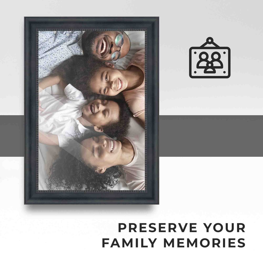 17x11 Frame Black Real Wood Picture Frame Width 1.5 inches | Interior Frame Dept