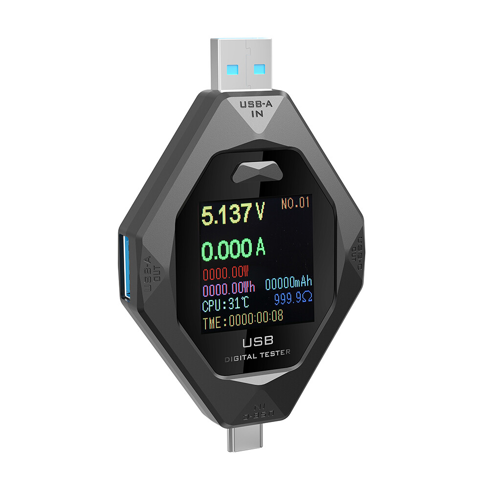 USB Type-C Digital Voltmeter Current Power Meter Multimeter DC 3.6-32V 0.1-8A