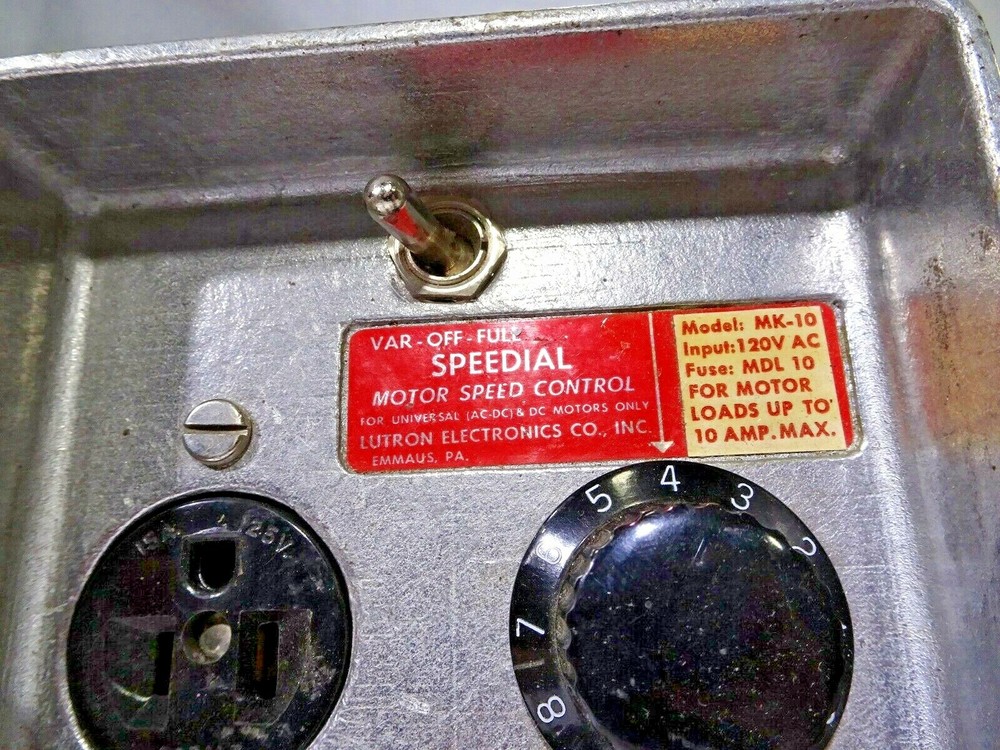 Lutron Electronics Speedial Motor Speed Control Model MK-10 CA