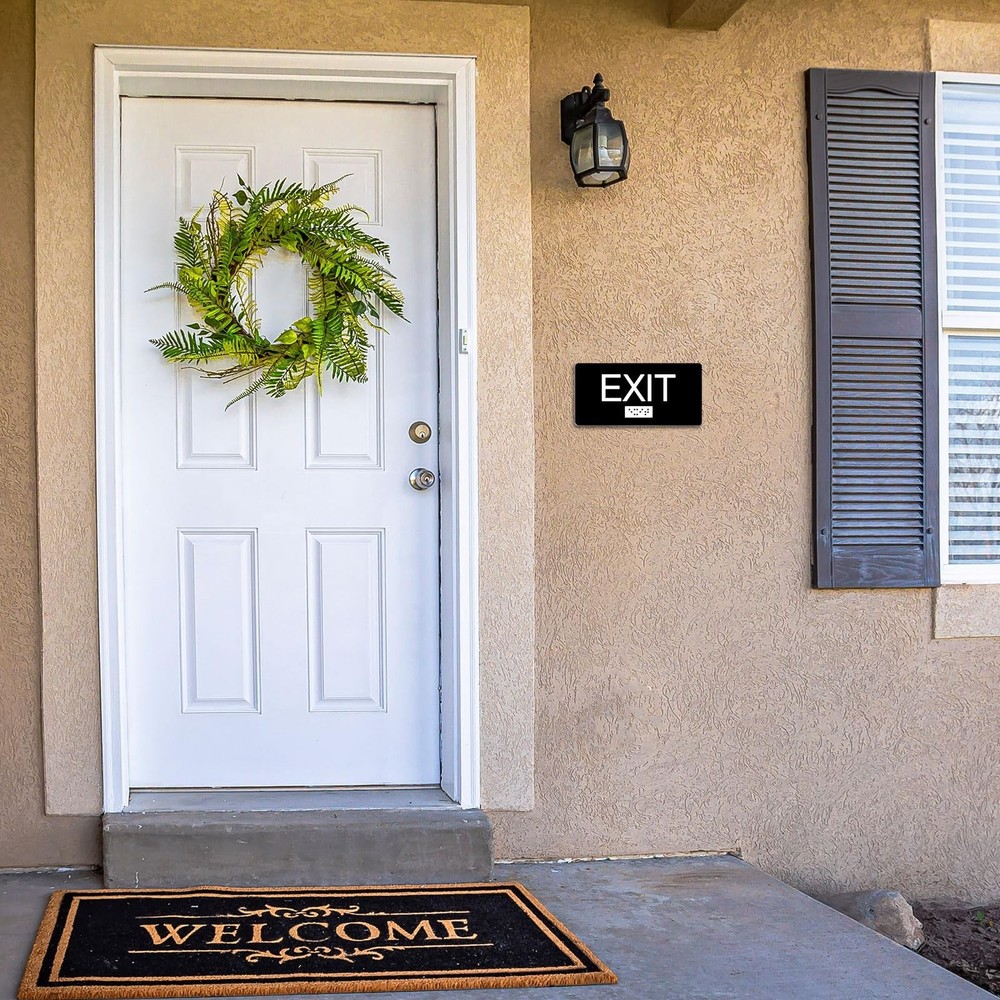 4 Pcs ADA Compliant Exit Sign with Tactile Braille 6 x 3 Inch Plastic Exit Si...