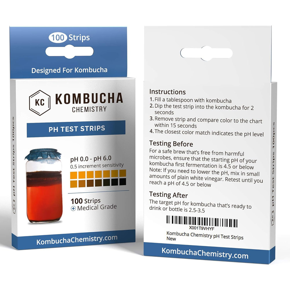 Ph Test Strips for Kombucha Brewing 0-6 (0.5 Intervals) 100Pc Kit