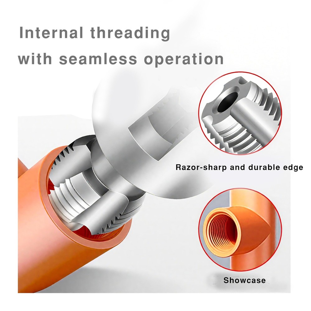 Integrated Internal & External Pipe Threading Tool with Screw Extractor & Sea...