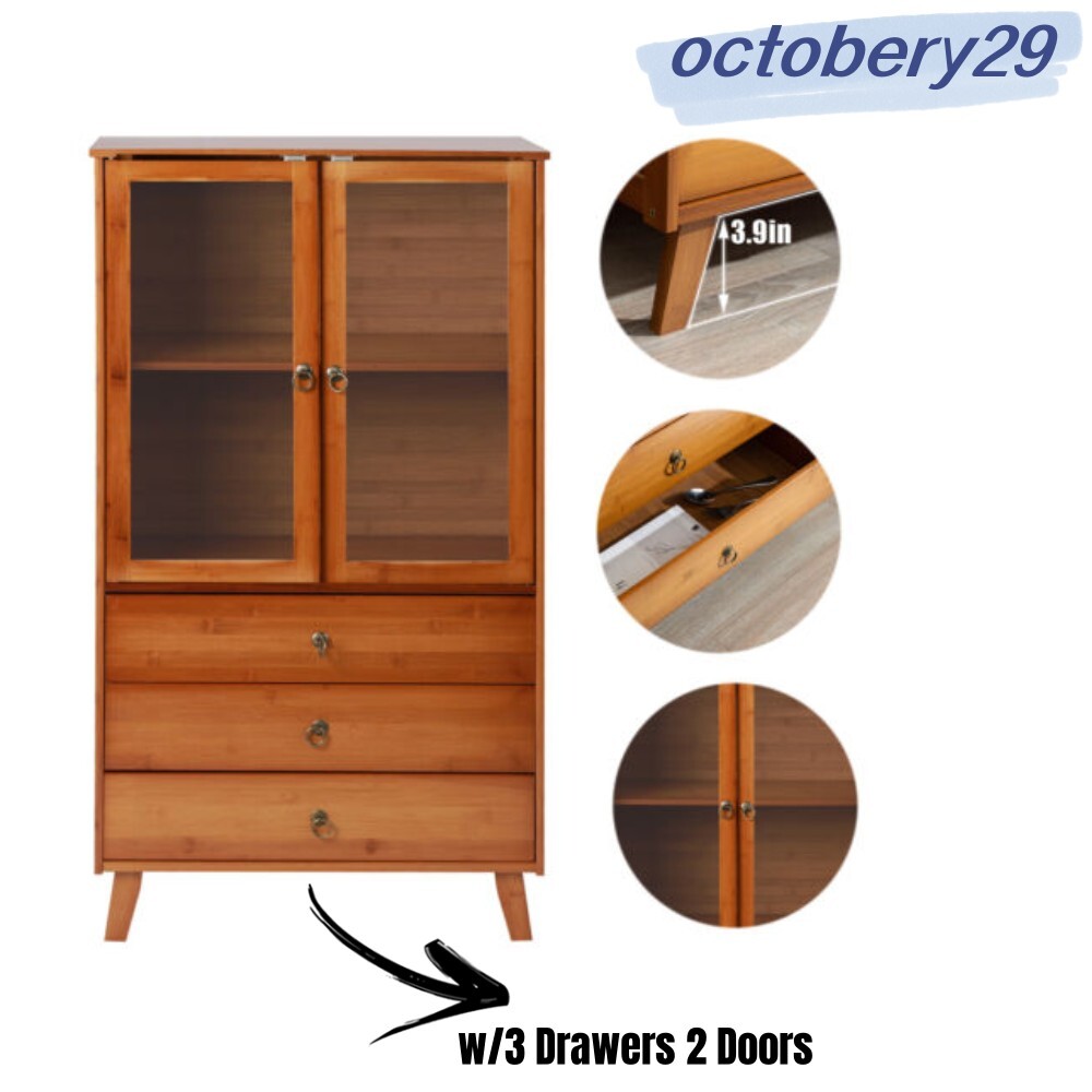 Storage Cabinet with 2 Doors, Mid Century Sideboard Buffet Cabinet Rustic Brown⭐