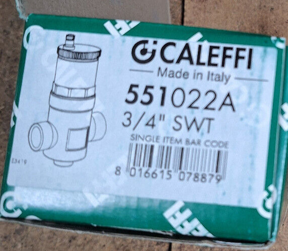 Caleffi 551022A DISCAL Air Separators: Brass, 3/4" Sweat (MISSING PART)