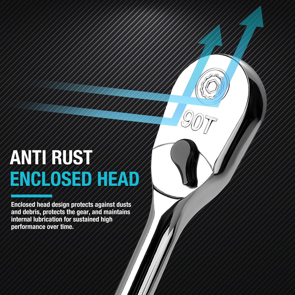 DURATECH Extra Long Handle 1/2-Inch Drive 1/2" with 15" handle, Silver