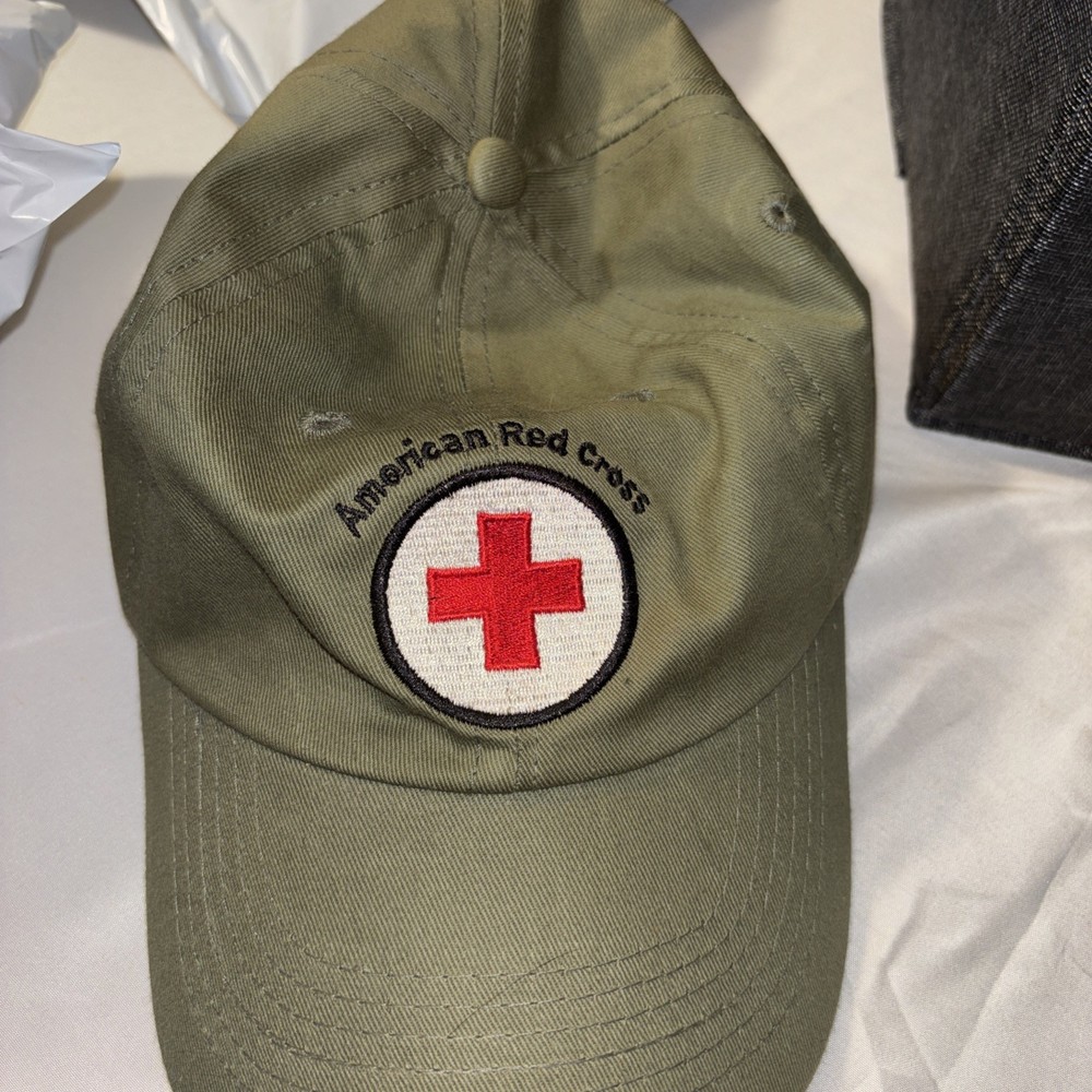 American Red Cross Hat Beautifully Distressed Trashed Beat Up Strapback Cap