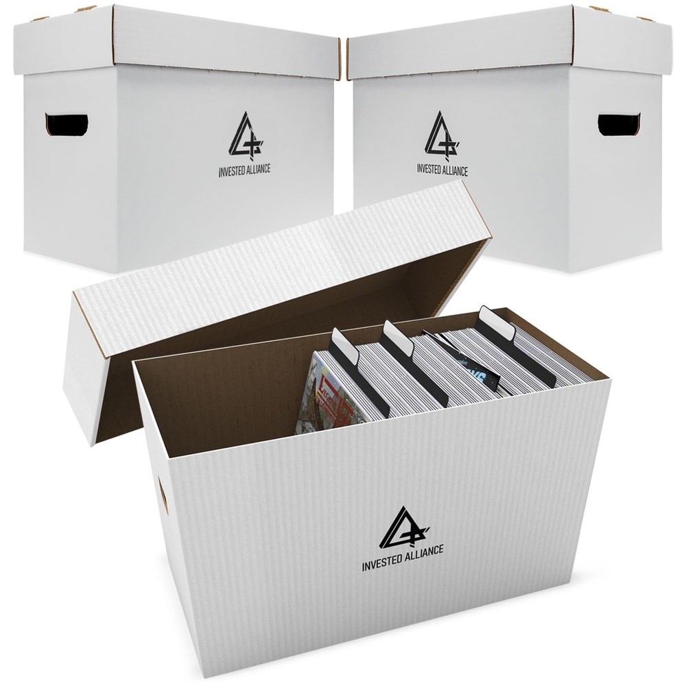 Premium Short Comic Book Storage Box (3 Pack - White). Thick Cardboard Comic ...