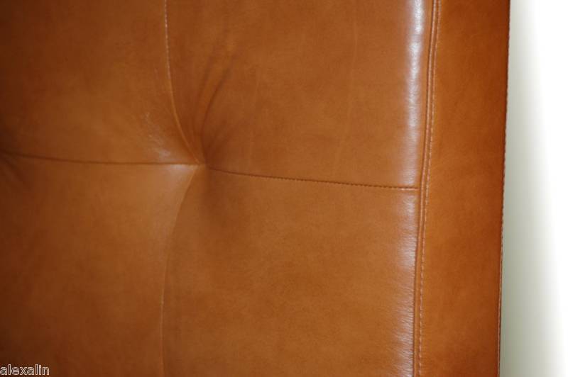 Queen Size Camel Brown, Genuine Leather Bed with Tall Headboard