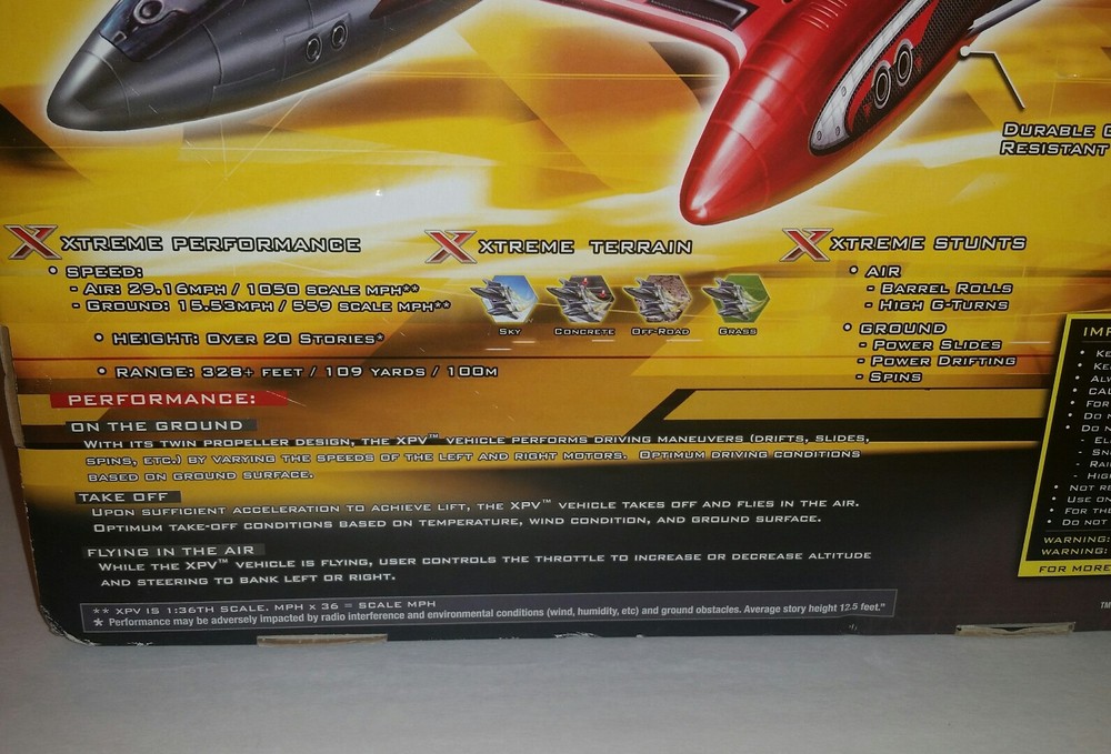 NIB Jakks Pacific XPV Fly Wheels Xtreme Performance RC Plane READ DESCRIPTION