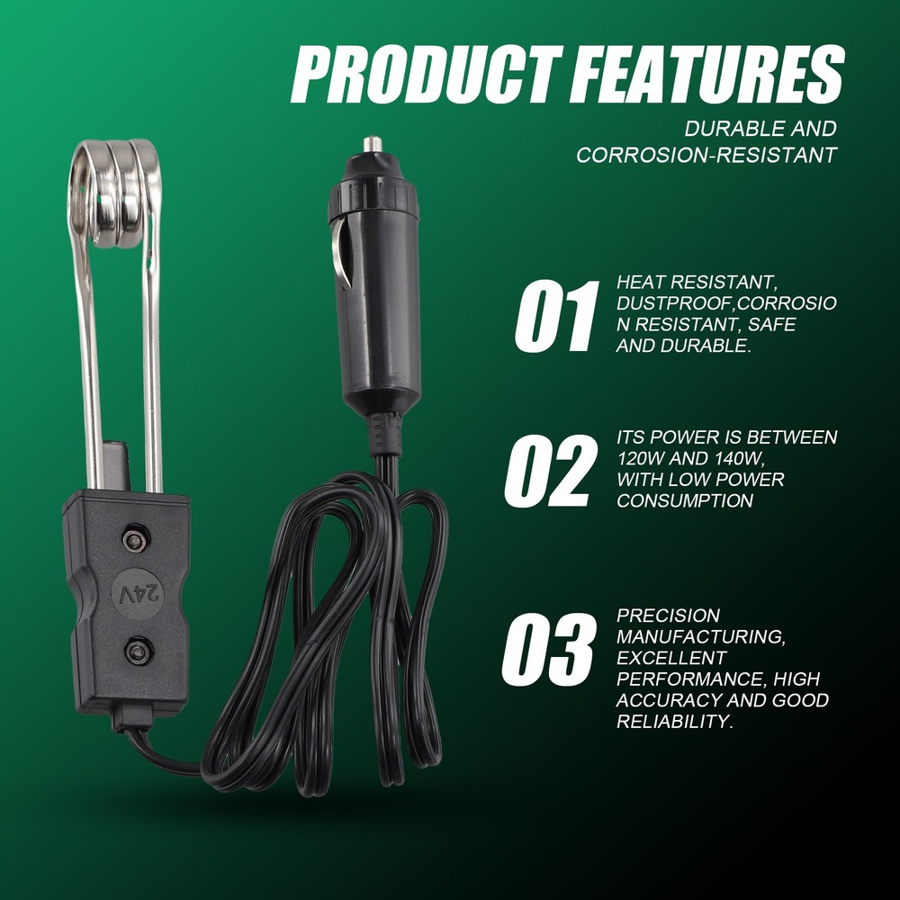 Portable 24V Electric Car Boiled Immersion Water Heater Traveling Camping3991