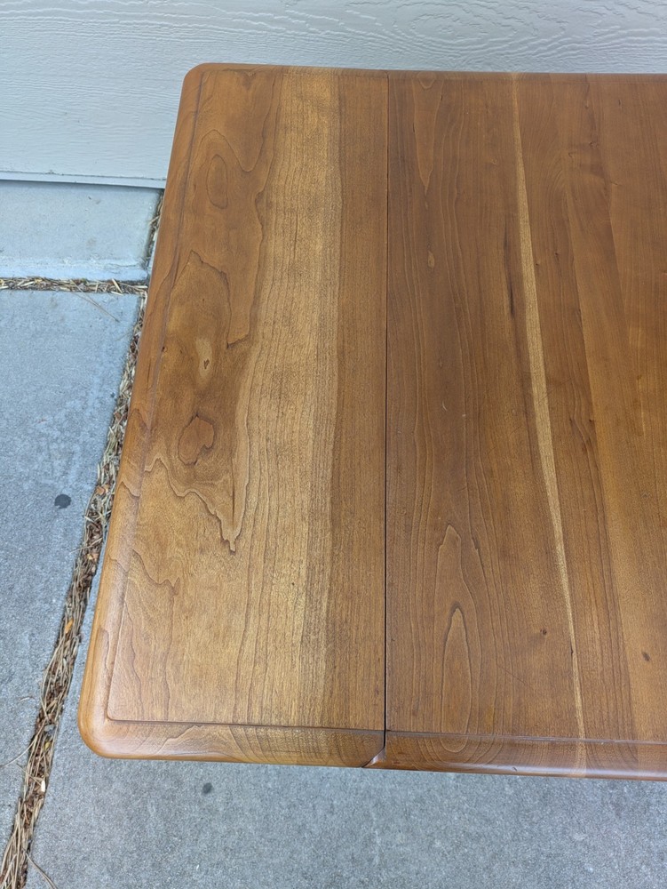 Vintage Rustic Country Colonial Solid Cherry Wood Drop Leaf 2-Drawer End Table A