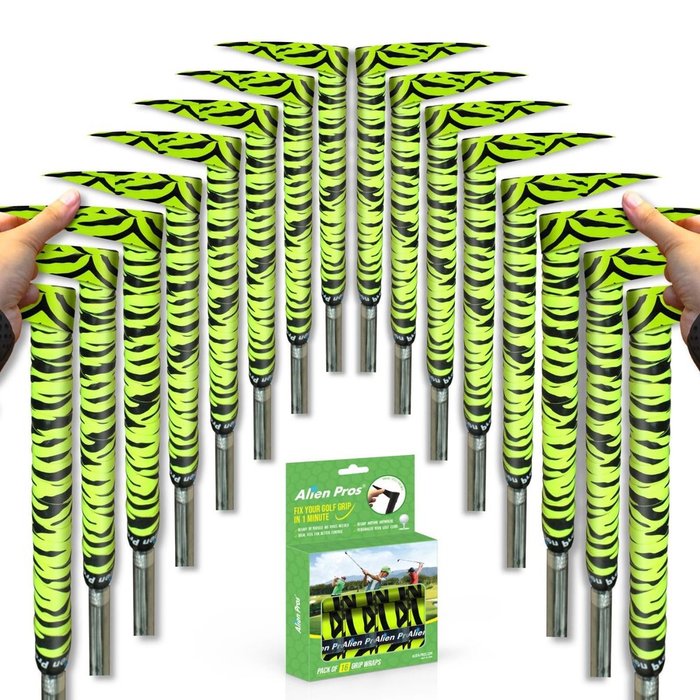 ALIEN PROS Golf Grip Wrapping Tapes (16-Pack) - Innovative Neon Tiger