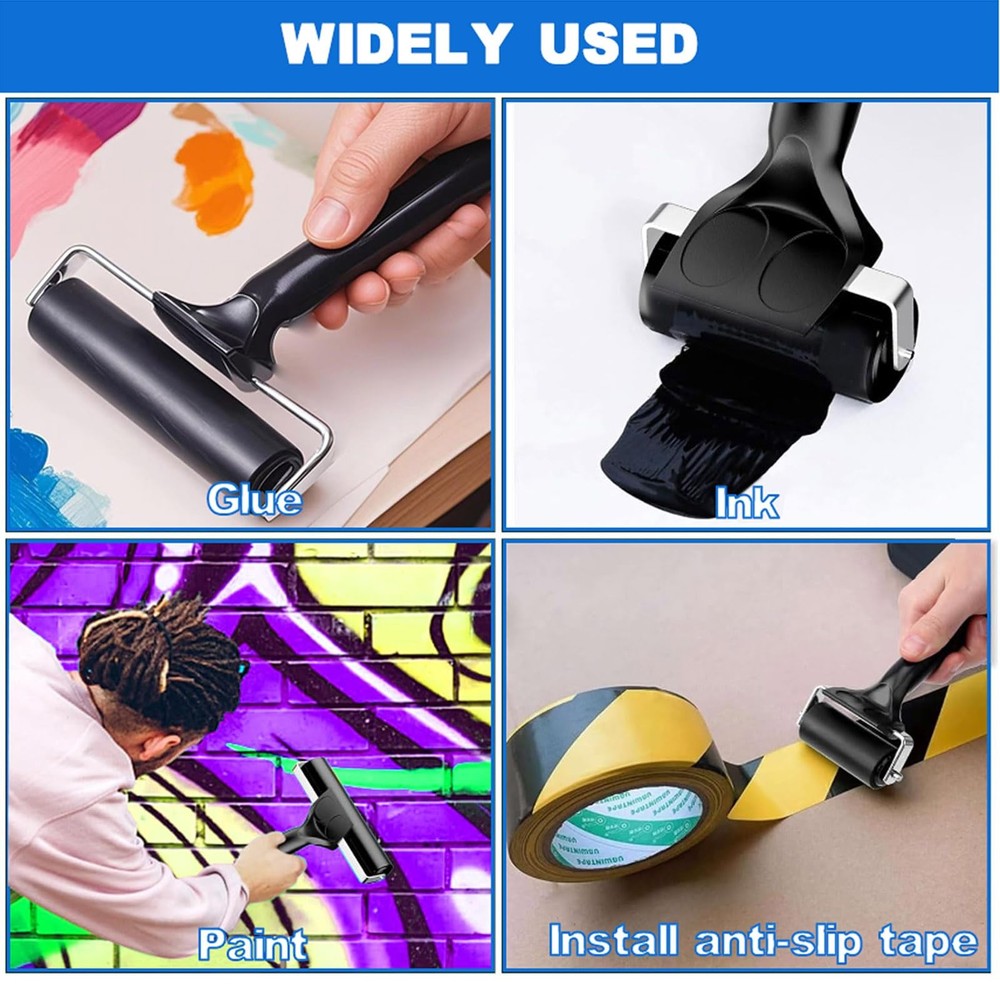 2 Pack Brayer Rollers, Professional Rubber Art Rollers with Comfortable Hand ...