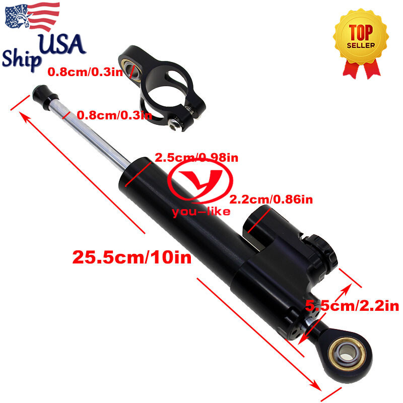 CNC Universal Steering Stabilizer Damper Linear Control Safety Black Aluminum