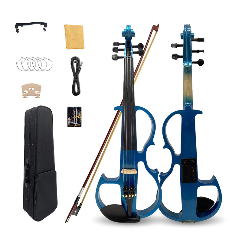 5 Strings Electric Viola 16 inch viola kit Solid Wood Ebony Accessories Blue