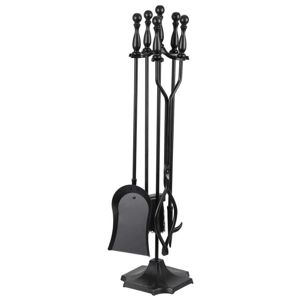 Fireplace Tools 5 Pcs 31" Wrought Iron Fireplace Tools Set w/Handle Black Stand