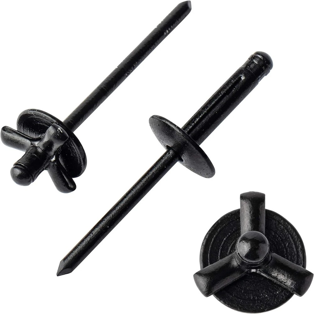 ALL Black 3/16" x 1Large Flange Tri-Fold Exploding Aluminum Pop Rivets 50pcs