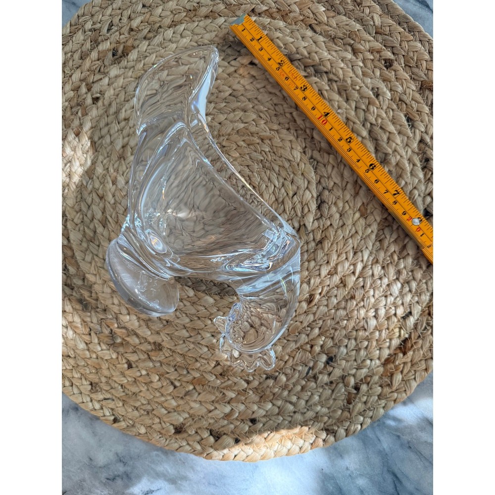 Vannes le Chatel crystal art glass chicken candy dish or planter