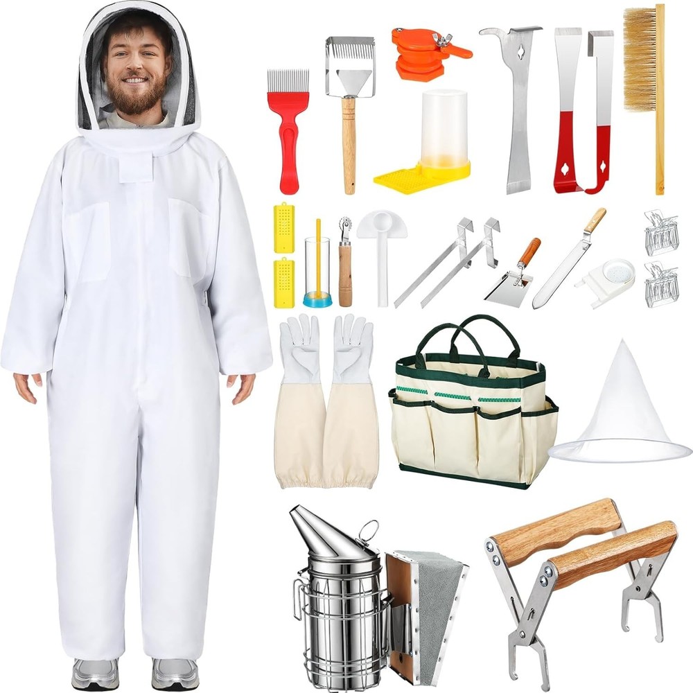 30 Pcs Beekeeping Supplies Tools Bee Suit Bee Keeping Starter Kit Bee Keeper
