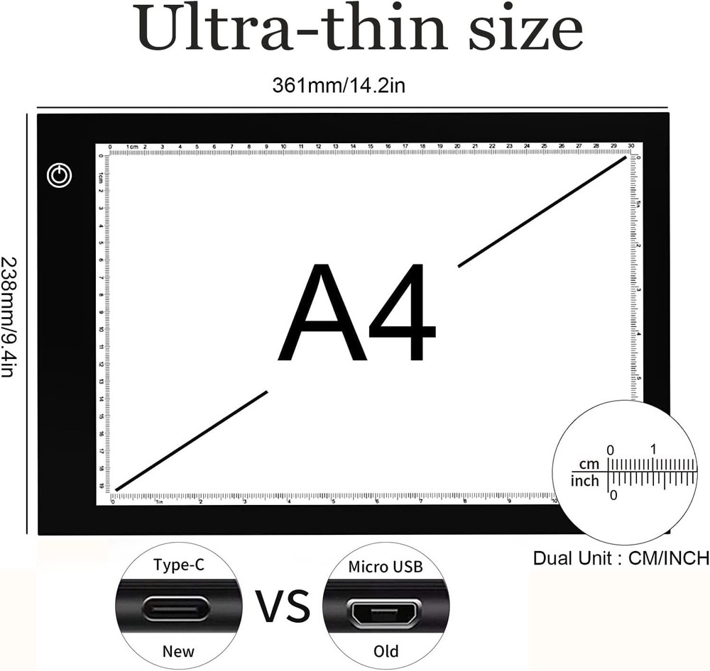 XIAOSTAR Light Box Drawing Pad, Tracing Board with Type-C Charge Cable and A4