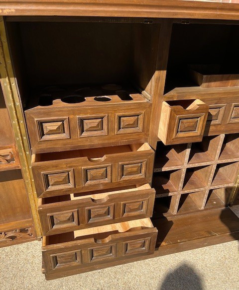 Bar, teak, double-flip top style, Asian