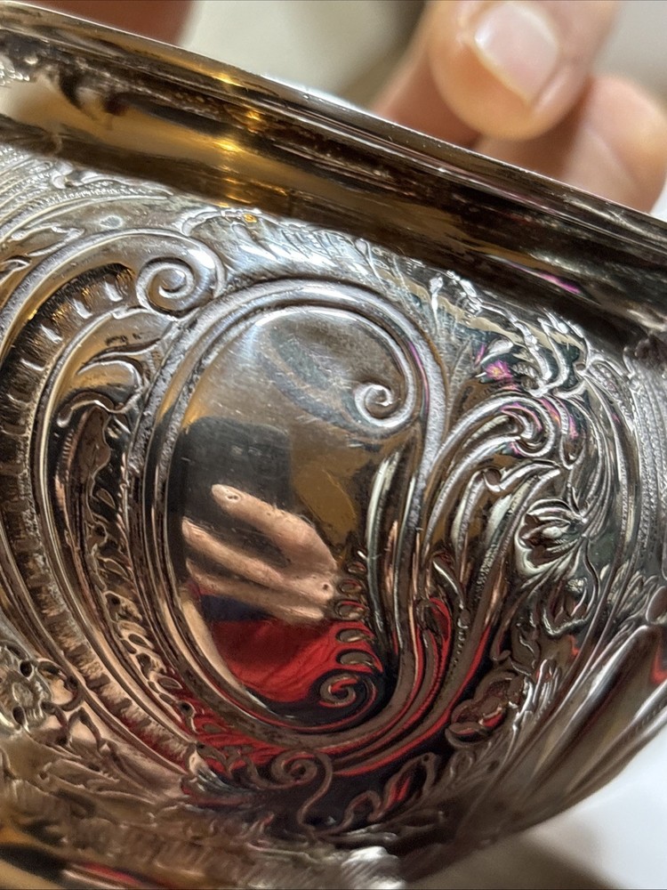 Antique Victorian Solid silver embossed Cream Jug&Sugar Elkington&co 1897.