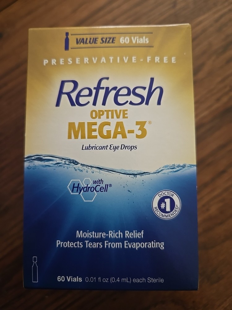 Refresh Optive Mega-3 Lubricant Eye Drops 60 Vials Exp 3/27