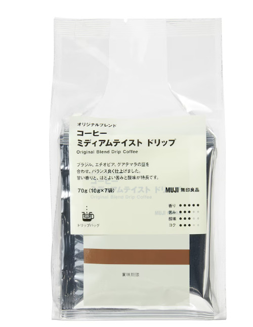 MUJI Drip Coffee Original Blend Medium (10g x 7 Bags)